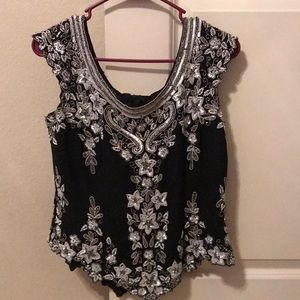 Hand embellished sequence vintage top